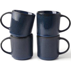 imagefamiware Coffee Mug Set for 4 Star 12 oz Catering Mugs Cup Set with Handle for Coffee Tea Cocoa Milk  Ceramic Stoneware Drinkware Set Cappuccino WhiteStarNebulas Blue