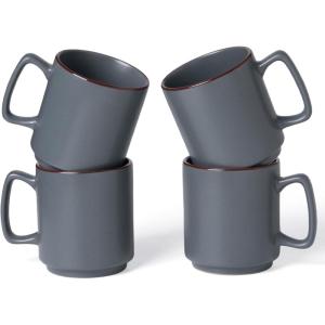 imagefamiware Coffee Mugs Set of 4 Nebula 14oz Coffee Mugs Ceramic Cup Set with Handle for Latte Tea Milk Cappuccino Cocoa MulticolorCharcoal