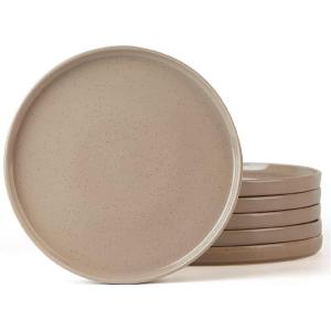 imagefamiware Dinner Plates Set of 6 1025 inch Pasta Plate Ocean Round Stoneware Dessert Plates Dish Set for Kitchen Microwave Dishwasher Safe Scratch Resistant BlueCinnamon Brown
