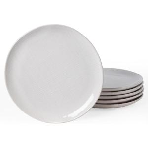 imagefamiware Dinner Plates Set of 6 1025 inch Pasta Plate Ocean Round Stoneware Dessert Plates Dish Set for Kitchen Microwave Dishwasher Safe Scratch Resistant BlueWhite