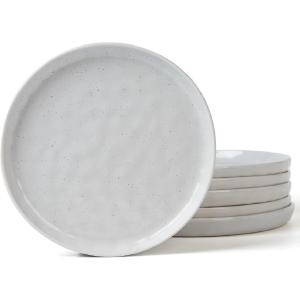 imagefamiware Dinner Plates Set of 6 1025 inch Pasta Plate Ocean Round Stoneware Dessert Plates Dish Set for Kitchen Microwave Dishwasher Safe Scratch Resistant BlueLight Gray
