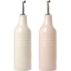 imagefamiware Jupiter 16oz Ceramic Olive Oil Dispenser Bottle 1 Piece Oil Dispenser for Kitchen with Stainless Steel Pourers Suitable for Storage Vinegar Soy Sauce Coffee Syrup Light PinkVanilla White and Light Pink