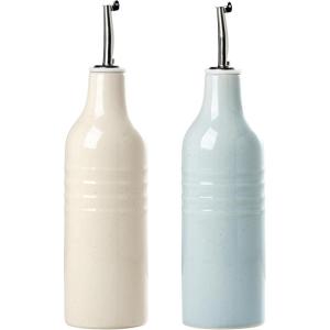 imagefamiware Jupiter 16oz Ceramic Olive Oil Dispenser Bottle 1 Piece Oil Dispenser for Kitchen with Stainless Steel Pourers Suitable for Storage Vinegar Soy Sauce Coffee Syrup Light PinkLight Blue and Vanilla White
