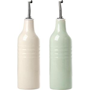 imagefamiware Jupiter 16oz Ceramic Olive Oil Dispenser Bottle 1 Piece Oil Dispenser for Kitchen with Stainless Steel Pourers Suitable for Storage Vinegar Soy Sauce Coffee Syrup Light PinkVanilla White and Light Green