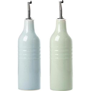 imagefamiware Jupiter 16oz Ceramic Olive Oil Dispenser Bottle 1 Piece Oil Dispenser for Kitchen with Stainless Steel Pourers Suitable for Storage Vinegar Soy Sauce Coffee Syrup Light PinkLight Blue and Light Green