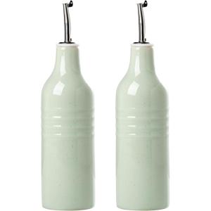imagefamiware Jupiter 16oz Ceramic Olive Oil Dispenser Bottle 1 Piece Oil Dispenser for Kitchen with Stainless Steel Pourers Suitable for Storage Vinegar Soy Sauce Coffee Syrup Light PinkLight Green