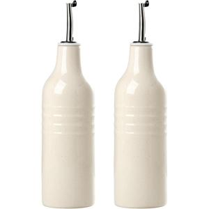 imagefamiware Jupiter 16oz Ceramic Olive Oil Dispenser Bottle 1 Piece Oil Dispenser for Kitchen with Stainless Steel Pourers Suitable for Storage Vinegar Soy Sauce Coffee Syrup Light PinkVanilla White
