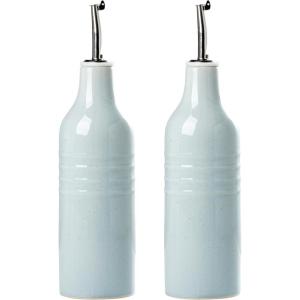 imagefamiware Jupiter 16oz Ceramic Olive Oil Dispenser Bottle 1 Piece Oil Dispenser for Kitchen with Stainless Steel Pourers Suitable for Storage Vinegar Soy Sauce Coffee Syrup Light PinkLight Blue