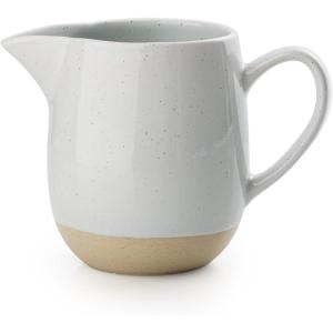 imagefamiware Milkyway Ceramic Sugar and Creamer Set 10oz Sugar Bowl ampamp 13oz Creamer Set  Stoneware Milk Pitcher ampamp Sugar Dispenser for Coffee Bar Kitchen or Countertop Coffee Serving Set Light GrayLight Gray