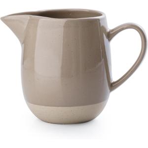 imagefamiware Milkyway Ceramic Sugar and Creamer Set 10oz Sugar Bowl ampamp 13oz Creamer Set  Stoneware Milk Pitcher ampamp Sugar Dispenser for Coffee Bar Kitchen or Countertop Coffee Serving Set Light GrayCinnamon Brown