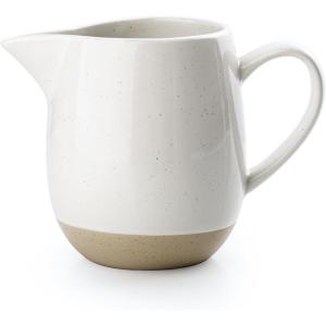 imagefamiware Milkyway Ceramic Sugar and Creamer Set 10oz Sugar Bowl ampamp 13oz Creamer Set  Stoneware Milk Pitcher ampamp Sugar Dispenser for Coffee Bar Kitchen or Countertop Coffee Serving Set Light GrayWhite
