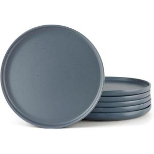 imagefamiware Milkyway Dinner Plates 1024 inch Plates for 6 Stoneware Dessert Plates Dish Set for Kitchen Reactive Glaze Plate Set Microwave and Dishwasher Safe Light PinkMatte Charcoal