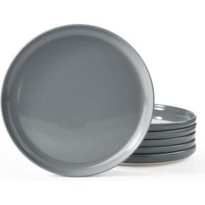 imagefamiware Milkyway Dinner Plates 1024 inch Plates for 6 Stoneware Dessert Plates Dish Set for Kitchen Reactive Glaze Plate Set Microwave and Dishwasher Safe Light PinkDark Gray