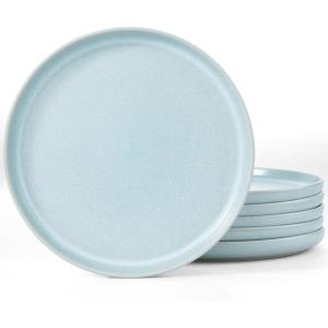 imagefamiware Milkyway Dinner Plates 1024 inch Plates for 6 Stoneware Dessert Plates Dish Set for Kitchen Reactive Glaze Plate Set Microwave and Dishwasher Safe Light PinkLight Blue