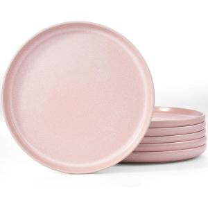 imagefamiware Milkyway Dinner Plates 1024 inch Plates for 6 Stoneware Dessert Plates Dish Set for Kitchen Reactive Glaze Plate Set Microwave and Dishwasher Safe Light PinkLight Pink