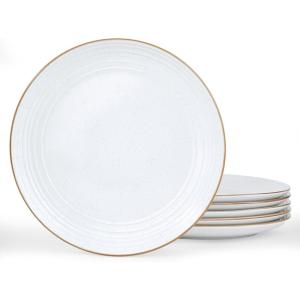 imagefamiware Milkyway Dinner Plates 1024 inch Plates for 6 Stoneware Dessert Plates Dish Set for Kitchen Reactive Glaze Plate Set Microwave and Dishwasher Safe Light PinkWhite