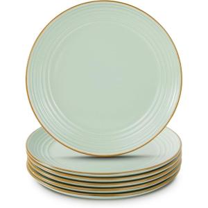 imagefamiware Milkyway Dinner Plates 1024 inch Plates for 6 Stoneware Dessert Plates Dish Set for Kitchen Reactive Glaze Plate Set Microwave and Dishwasher Safe Light PinkLight Green