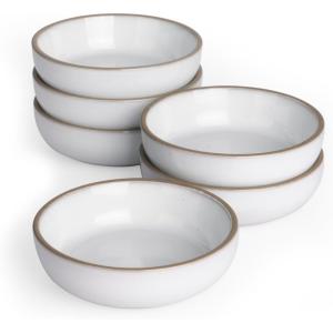 imagefamiware Nature Ceramic Soy Sauce Dish Dipping Bowls Set of 6 3 oz Dipping Sauce BowlsDishesCupsPlates Small Serving Bowls for Side Dishes Condiments Sushi Appetizer Dessert Snowy WhiteSnowy White