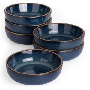 imagefamiware Nature Ceramic Soy Sauce Dish Dipping Bowls Set of 6 3 oz Dipping Sauce BowlsDishesCupsPlates Small Serving Bowls for Side Dishes Condiments Sushi Appetizer Dessert Snowy WhiteMidnight Blue