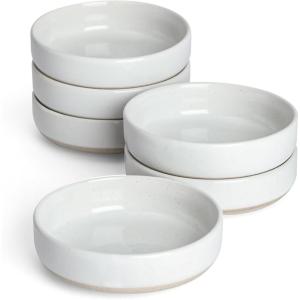 imagefamiware Nature Ceramic Soy Sauce Dish Dipping Bowls Set of 6 3 oz Dipping Sauce BowlsDishesCupsPlates Small Serving Bowls for Side Dishes Condiments Sushi Appetizer Dessert Snowy WhiteWhite