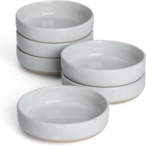 imagefamiware Nature Ceramic Soy Sauce Dish Dipping Bowls Set of 6 3 oz Dipping Sauce BowlsDishesCupsPlates Small Serving Bowls for Side Dishes Condiments Sushi Appetizer Dessert Snowy WhiteLight Gray