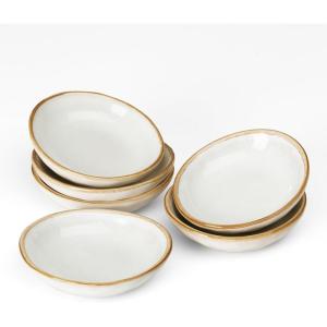 imagefamiware Ocean Soy Sauce Dishes of 6 Oval Dipping Sauce CupsBowlsDishes for Kitchen 21oz Ceramic Small Bowls for Side Dishes Appetizers Snacks and Sushi Dishwasher Safe Vanilla WhiteCappuccino White