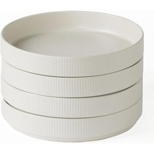 imagefamiware Star 75quot Pasta Bowls Set Salad Bowl Set of 4 Double Reactive Glaze Stackable Ideal for Your Friend for Housewarming Festivals Cappuccino WhiteWhite  Full Glaze Matte