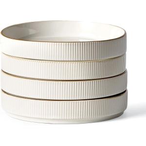 imagefamiware Star 75quot Pasta Bowls Set Salad Bowl Set of 4 Double Reactive Glaze Stackable Ideal for Your Friend for Housewarming Festivals Cappuccino WhiteWhite