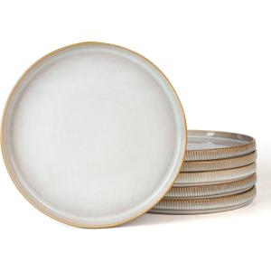 imagefamiware Star Dinner Plates for 6 10 inches Plate Set Scratch Resistant Stoneware Dinnerware Kitchen Modern Rustic Serving Dishes Cappuccino WhiteCappuccino White
