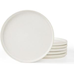 imagefamiware Star Dinner Plates for 6 10 inches Plate Set Scratch Resistant Stoneware Dinnerware Kitchen Modern Rustic Serving Dishes Cappuccino WhiteMatte White