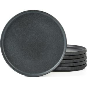imagefamiware Star Dinner Plates for 6 10 inches Plate Set Scratch Resistant Stoneware Dinnerware Kitchen Modern Rustic Serving Dishes Cappuccino WhiteMatte Dark Charcoal