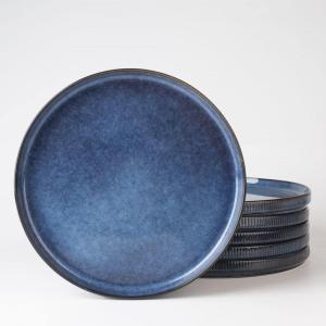 imagefamiware Star Dinner Plates for 6 10 inches Plate Set Scratch Resistant Stoneware Dinnerware Kitchen Modern Rustic Serving Dishes Cappuccino WhiteNebulas Blue