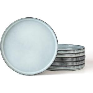 imagefamiware Star Dinner Plates for 6 10 inches Plate Set Scratch Resistant Stoneware Dinnerware Kitchen Modern Rustic Serving Dishes Cappuccino WhiteSmoky Blue