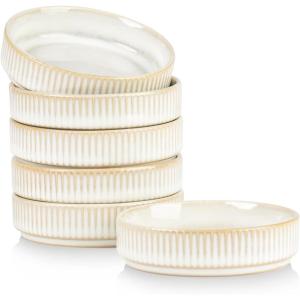 imagefamiware Star Soy Sauce Dish Ceramic Dipping Bowls Set of 6 4 oz Individual Dip Sauce CupsBowlsDishesPlates Small Serving Bowl for Side Dishes Dessert Ice Cream Condiments Sushi  Smoky BlueCappuccino White