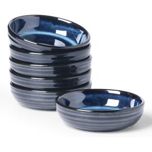 imagefamiware Starlight Soy Sauce Dish Ceramic Dipping Bowls Set of 6 3 oz Individual Dip Sauce CupsBowlsDishesPlates Small Serving Bowl for Side Dishes Dessert Ice Cream Condiment Starry BlueNebulas Blue