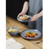 imageFamiware Dinnerware Sets for 4 Ocean Round 12Piece Kitchen Plates and Bowls Sets Microwave and Dishwasher Safe Scratch Resistant Matte BlackBlue