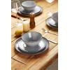 imageFamiware Dinnerware Sets for 4 Ocean Round 12Piece Kitchen Plates and Bowls Sets Microwave and Dishwasher Safe Scratch Resistant Matte BlackBlue