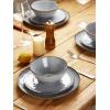 imageFamiware Dinnerware Sets for 4 Ocean Round 12Piece Kitchen Plates and Bowls Sets Microwave and Dishwasher Safe Scratch Resistant Matte BlackBlue