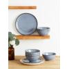 imageFamiware Dinnerware Sets for 4 Ocean Round 12Piece Kitchen Plates and Bowls Sets Microwave and Dishwasher Safe Scratch Resistant Matte BlackBlue