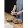 imageFamiware Dinnerware Sets for 4 Ocean Round 12Piece Kitchen Plates and Bowls Sets Microwave and Dishwasher Safe Scratch Resistant Matte BlackBlue