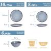 imageFamiware Dinnerware Sets for 4 Ocean Round 12Piece Kitchen Plates and Bowls Sets Microwave and Dishwasher Safe Scratch Resistant Matte BlackBlue