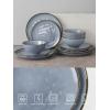 imageFamiware Dinnerware Sets for 4 Ocean Round 12Piece Kitchen Plates and Bowls Sets Microwave and Dishwasher Safe Scratch Resistant Matte BlackBlue