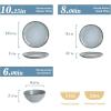 imageFamiware Dinnerware Sets for 4 Ocean Round 12Piece Kitchen Plates and Bowls Sets Microwave and Dishwasher Safe Scratch Resistant Matte BlackBlue