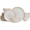 imageFamiware Dinnerware Sets for 4 Ocean Round 12Piece Kitchen Plates and Bowls Sets Microwave and Dishwasher Safe Scratch Resistant Matte BlackCappuccino White