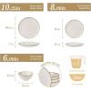 imageFamiware Dinnerware Sets for 4 Ocean Round 12Piece Kitchen Plates and Bowls Sets Microwave and Dishwasher Safe Scratch Resistant Matte BlackCappuccino White