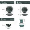 imageFamiware Dinnerware Sets for 4 Ocean Round 12Piece Kitchen Plates and Bowls Sets Microwave and Dishwasher Safe Scratch Resistant Matte BlackDeep Forest