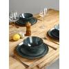imageFamiware Dinnerware Sets for 4 Ocean Round 12Piece Kitchen Plates and Bowls Sets Microwave and Dishwasher Safe Scratch Resistant Matte BlackDeep Forest