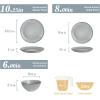 imageFamiware Dinnerware Sets for 4 Ocean Round 12Piece Kitchen Plates and Bowls Sets Microwave and Dishwasher Safe Scratch Resistant Matte BlackGray