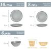 imageFamiware Dinnerware Sets for 4 Ocean Round 12Piece Kitchen Plates and Bowls Sets Microwave and Dishwasher Safe Scratch Resistant Matte BlackGray