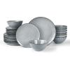 imageFamiware Dinnerware Sets for 4 Ocean Round 12Piece Kitchen Plates and Bowls Sets Microwave and Dishwasher Safe Scratch Resistant Matte BlackGray